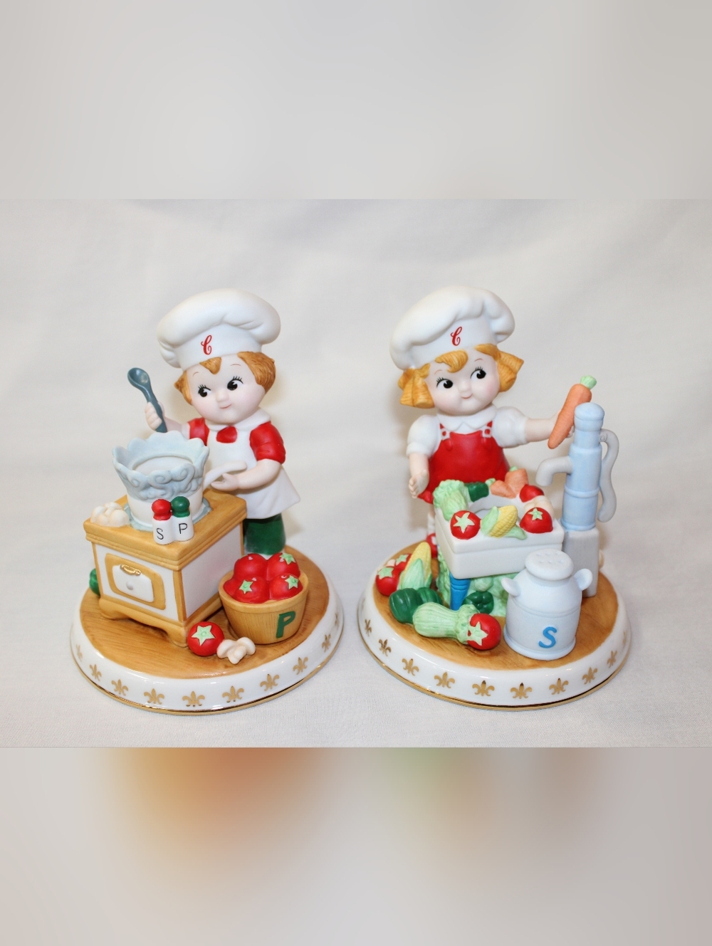 Danbury Mint Campbell Kids Porcelain Candlesticks Set of 2 NIB Box